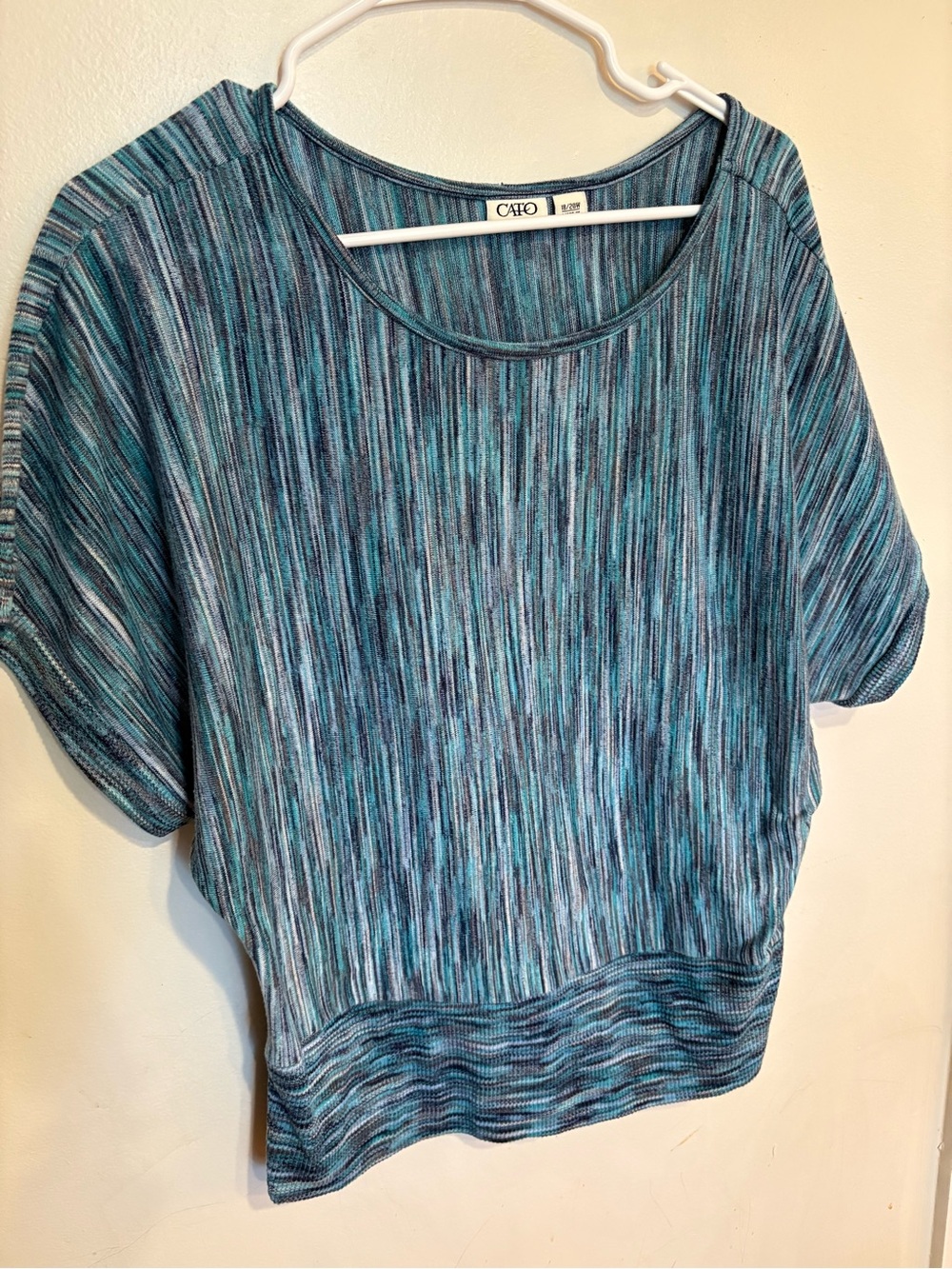 Cato Teal Mix Striped Short Sleeve Top size 18/20